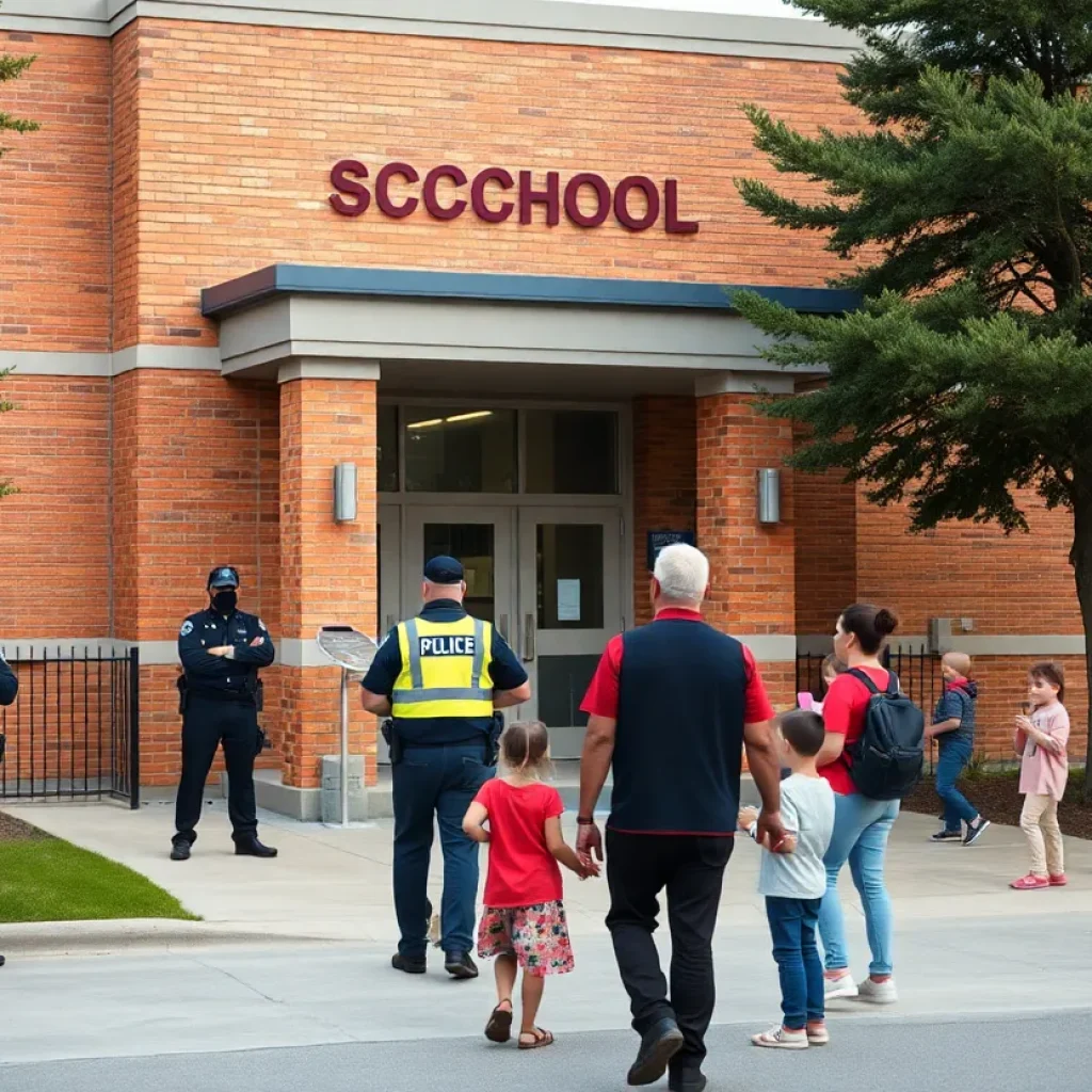 Police officers present at Jessie Clark Middle School for extra security