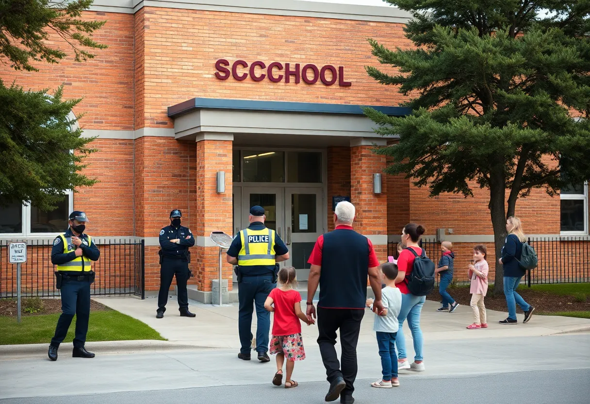 Police officers present at Jessie Clark Middle School for extra security