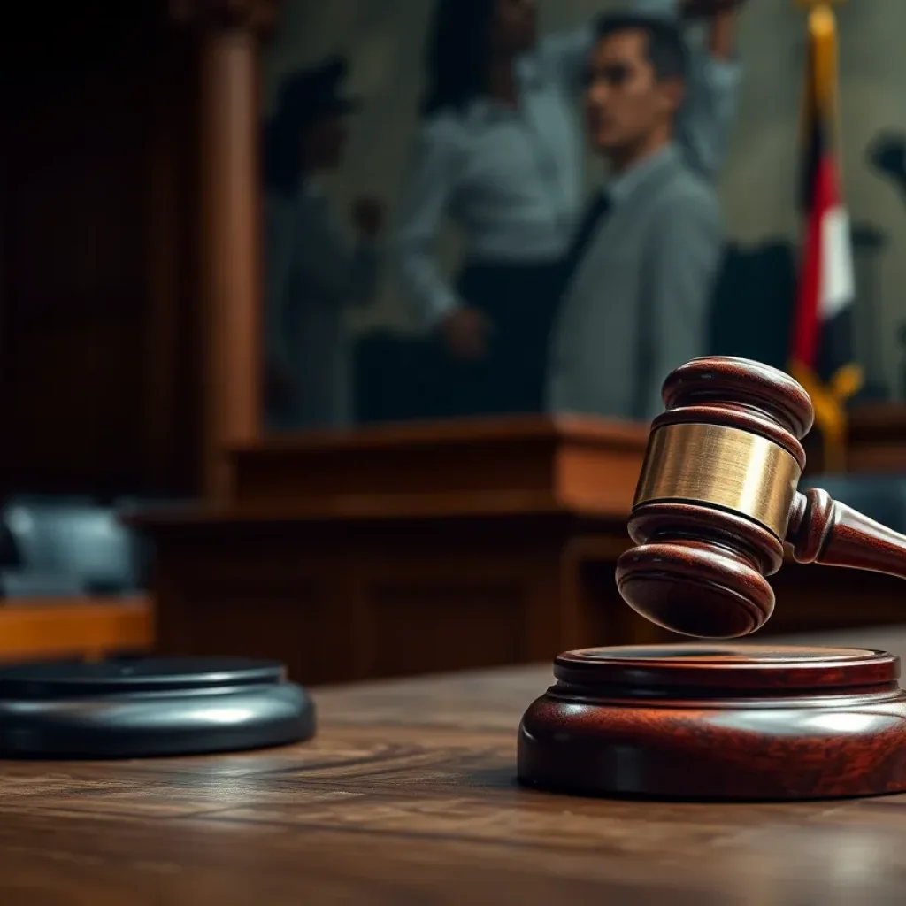 Courtroom scene emphasizing justice and accountability