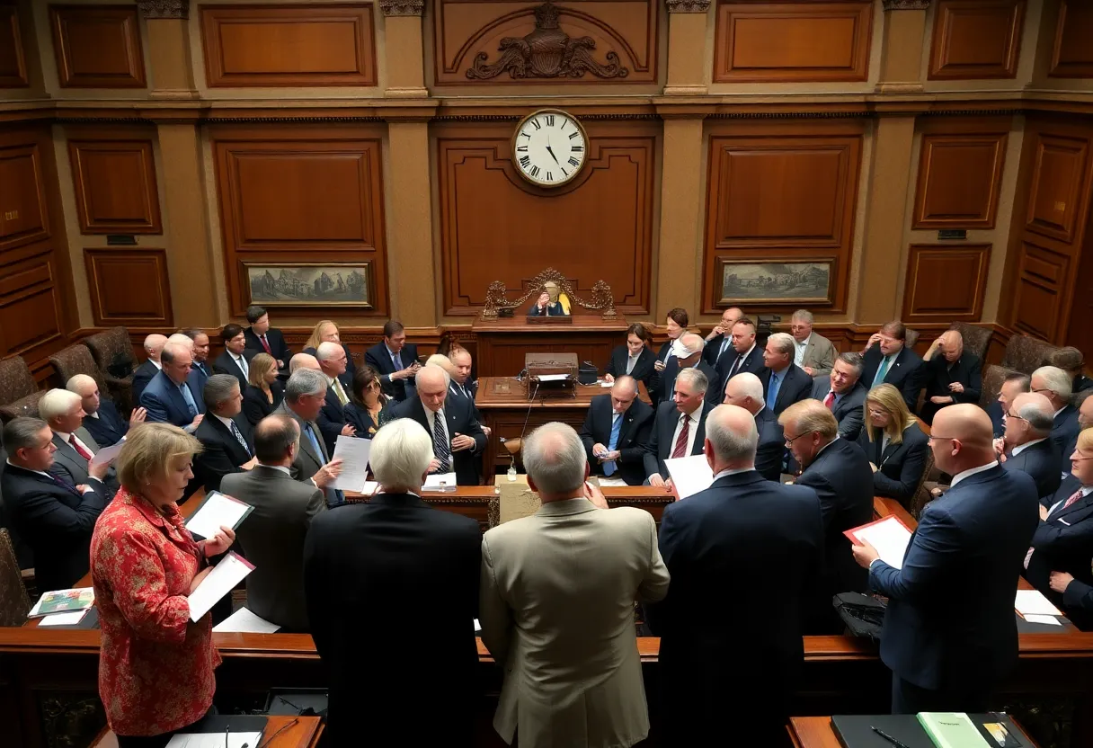 Lawmakers debating in the Kentucky Capitol