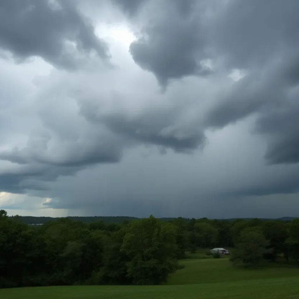 Dramatic clouds and rain over Kentucky during severe storm