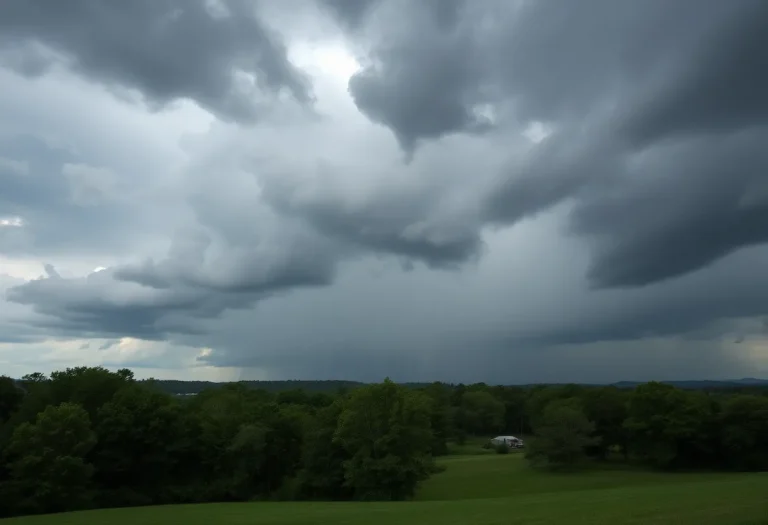 Dramatic clouds and rain over Kentucky during severe storm