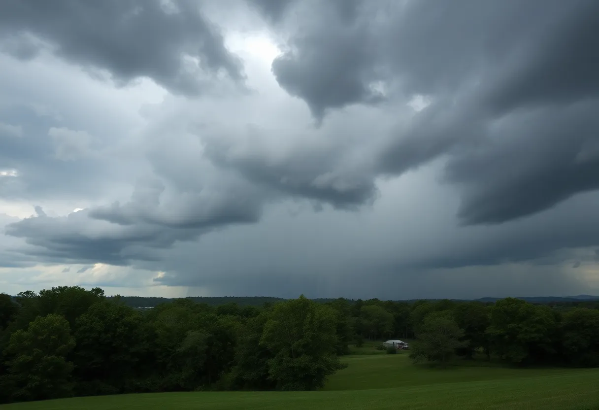 Dramatic clouds and rain over Kentucky during severe storm