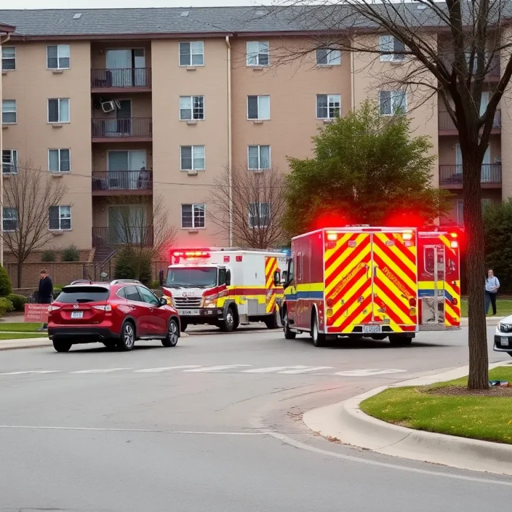 Emergency responders at a vehicle crash site in Lexington
