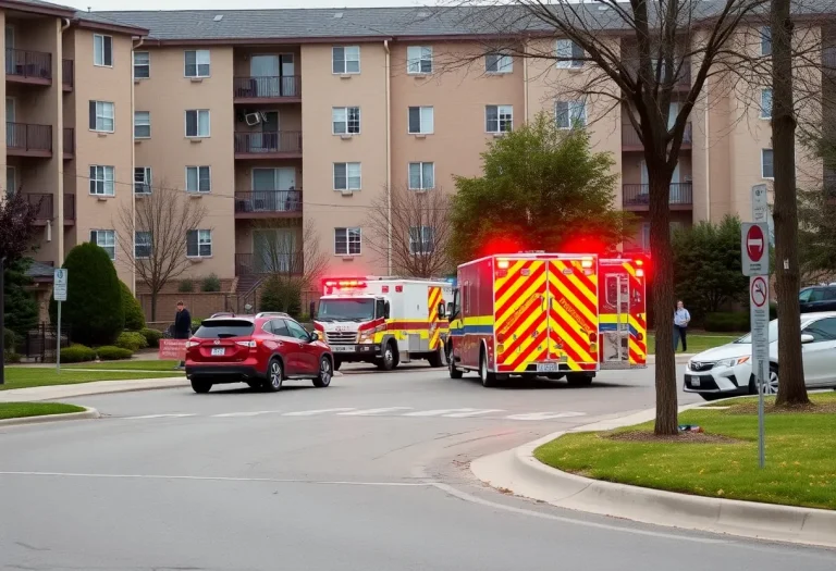 Emergency responders at a vehicle crash site in Lexington