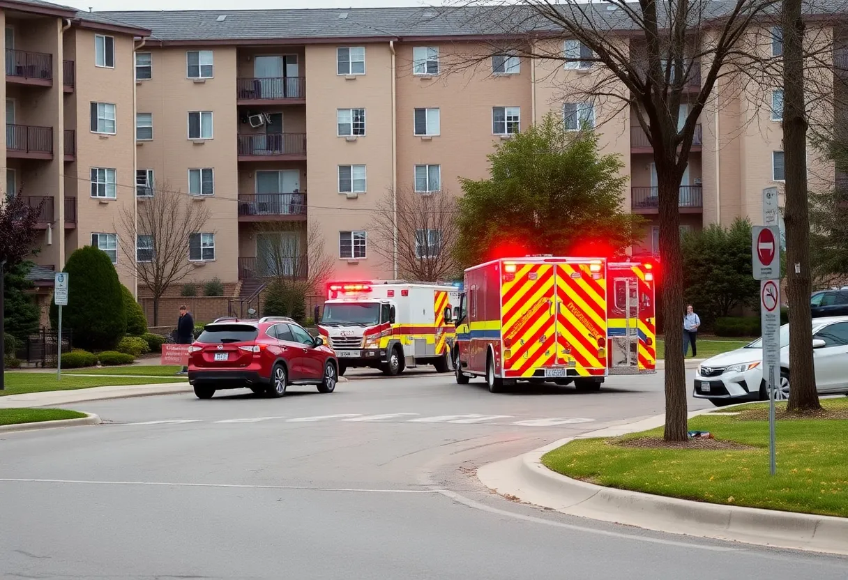 Emergency responders at a vehicle crash site in Lexington
