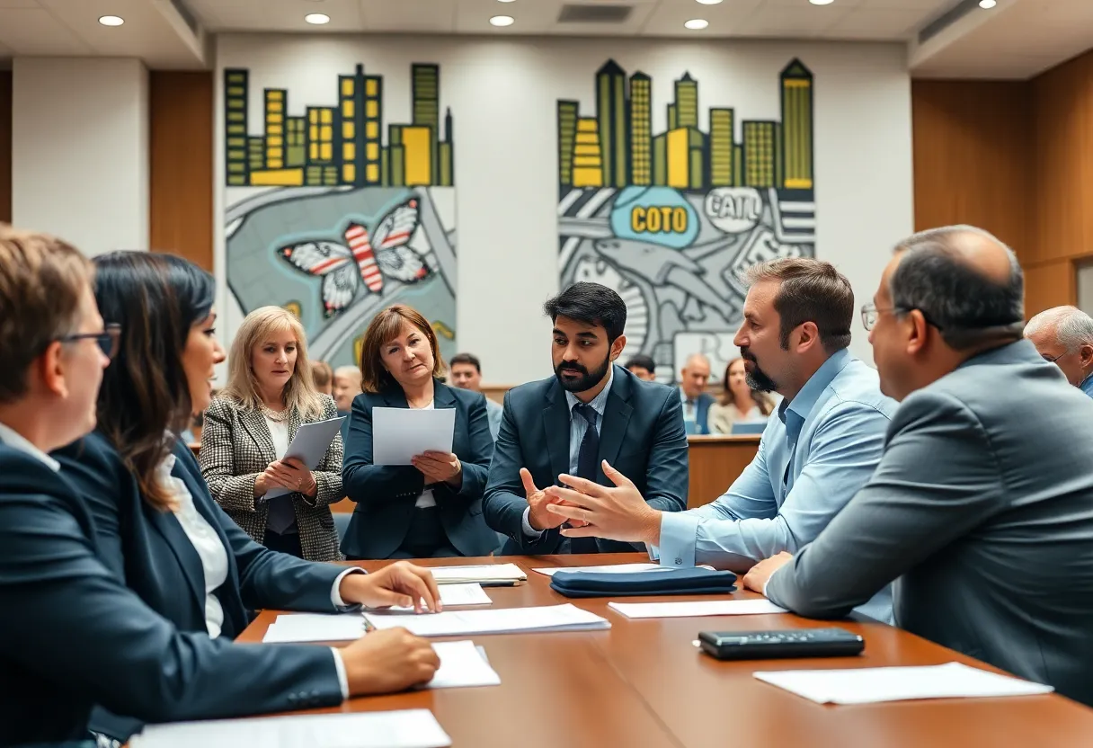 Members of the Lexington City Council engaged in a meeting