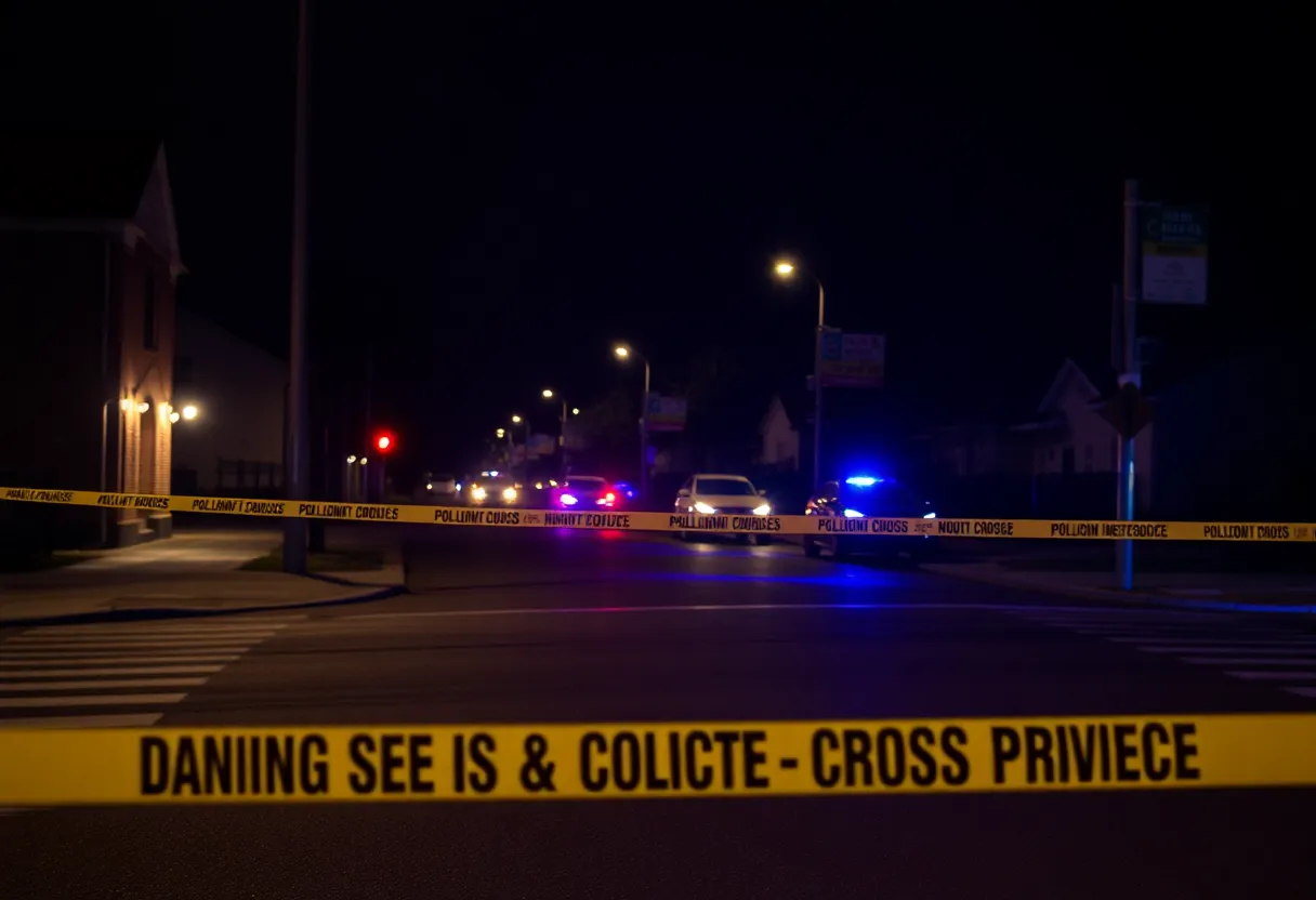 Police investigation scene in Lexington