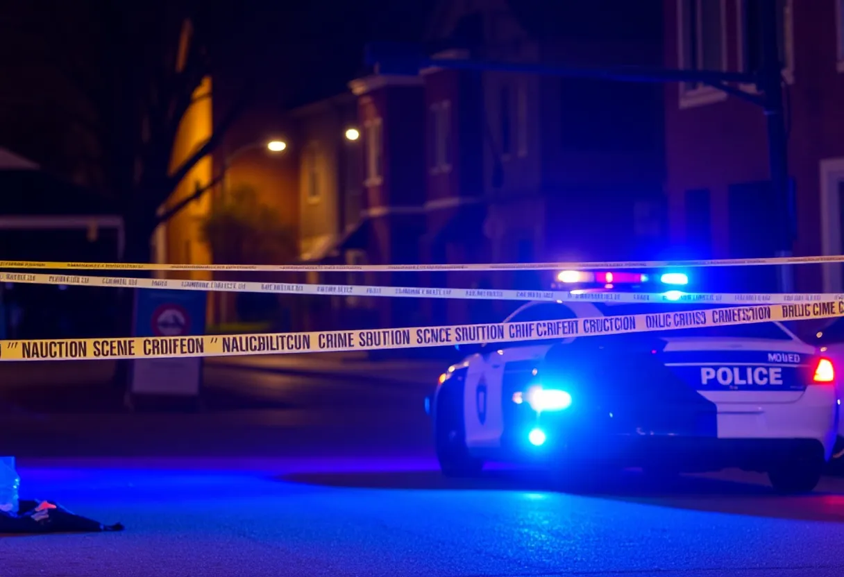 Police car at a crime scene in Lexington