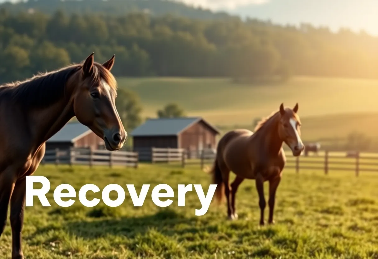 Scenic view of a horse farm showcasing a peaceful setting for substance abuse recovery