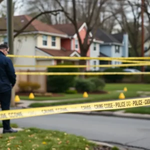 Police tape at a crime scene in Lexington
