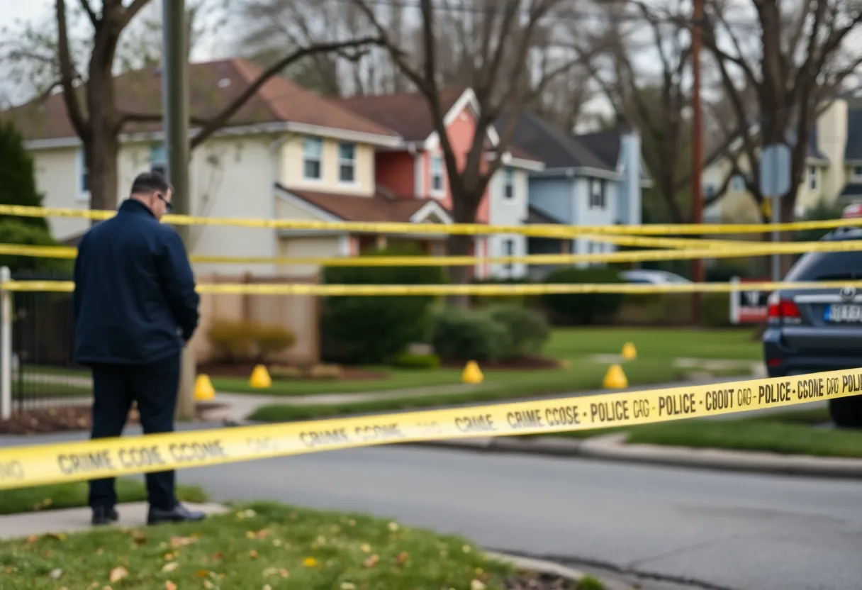 Police tape at a crime scene in Lexington