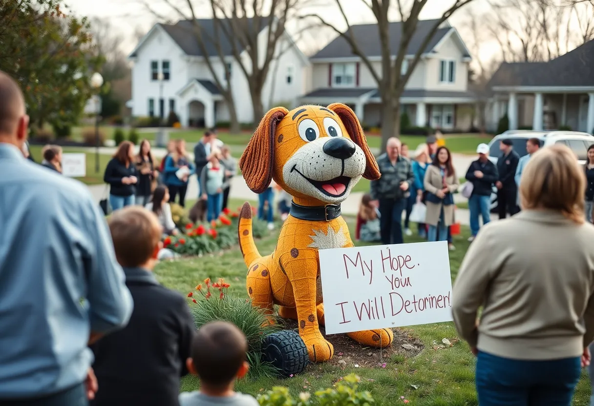 Community members search for the missing Snoopy decoration in South Ashland