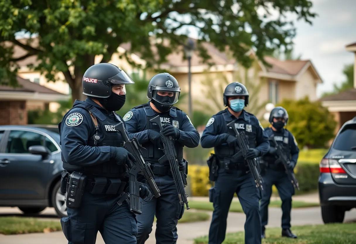 Police officers raiding a suspected drug trafficking location during Operation Summer Heat