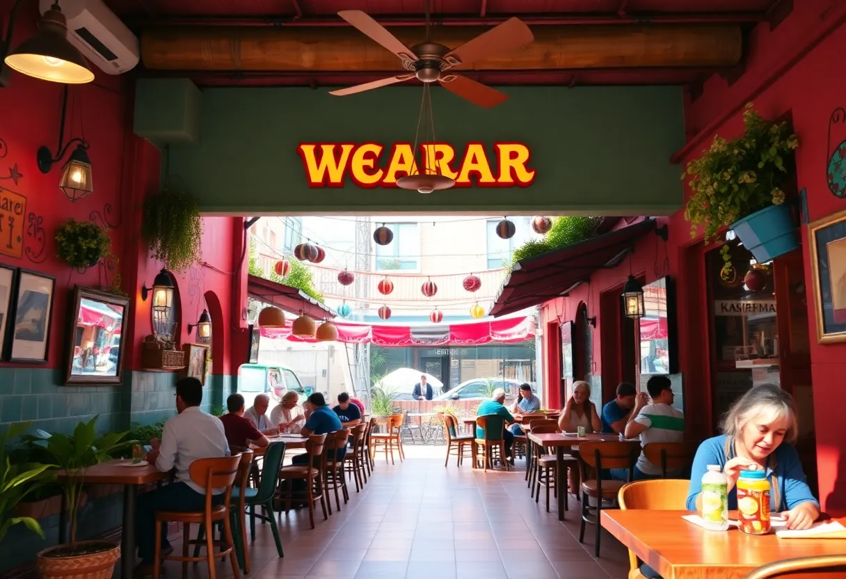Interior view of Papi's Mexican Restaurant with colorful decorations