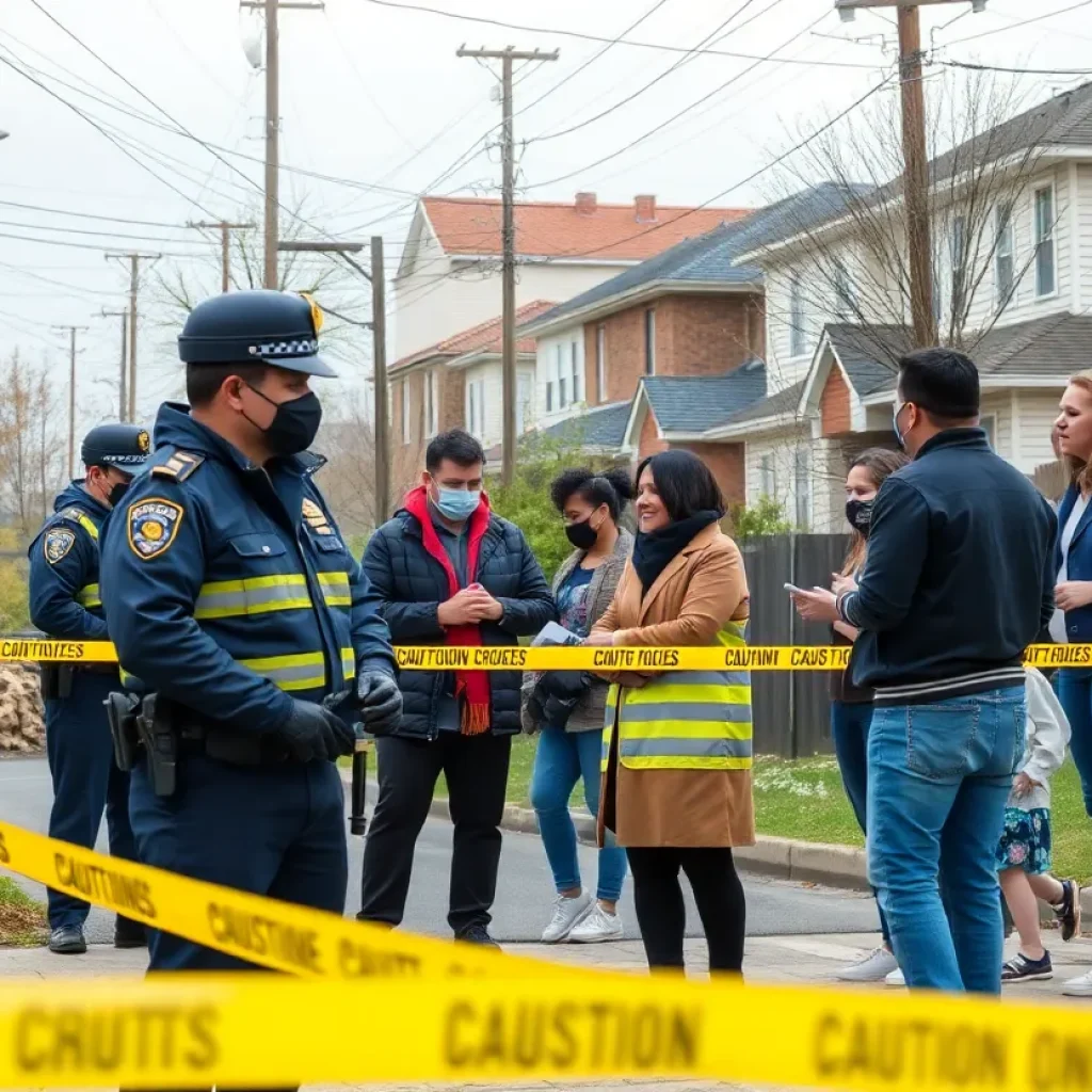 Police investigation area in Lexington with crime scene tape