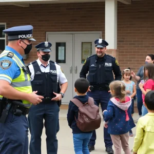 Police officers at Jessie M. Clark Middle School