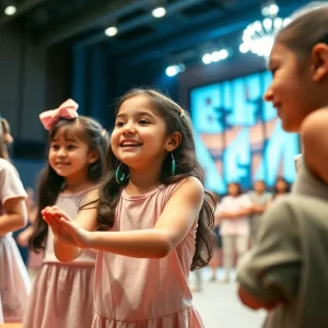 Young girls participating in creative activities at the Trailblazer Luminaries event.
