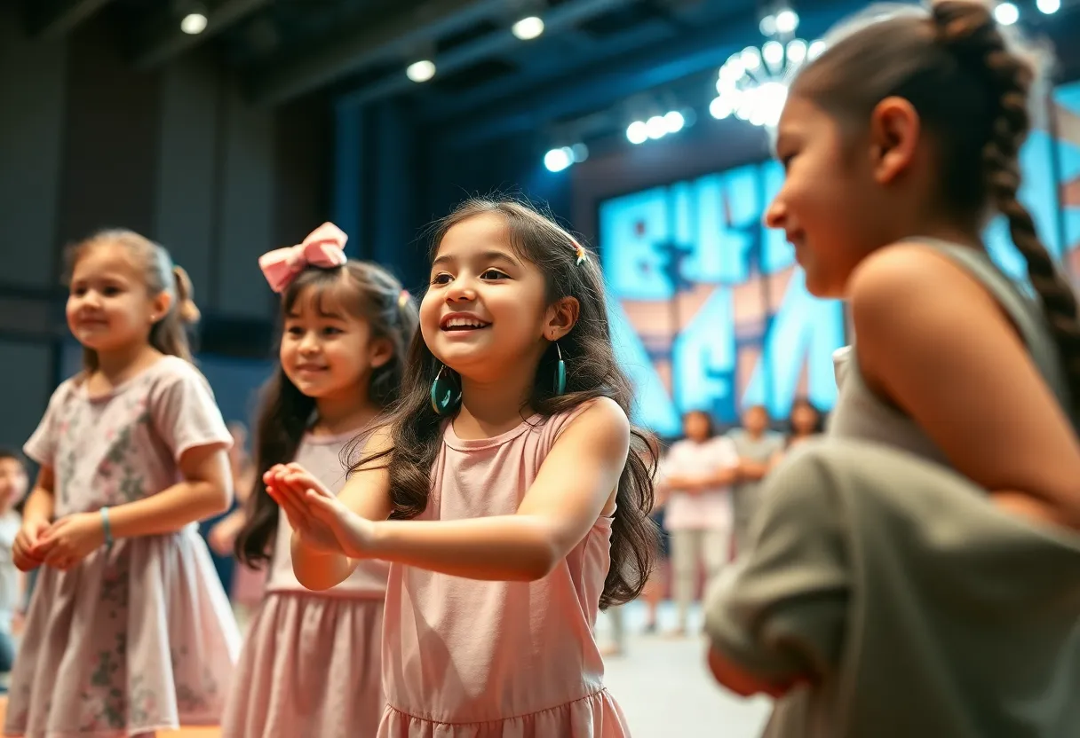 Young girls participating in creative activities at the Trailblazer Luminaries event.