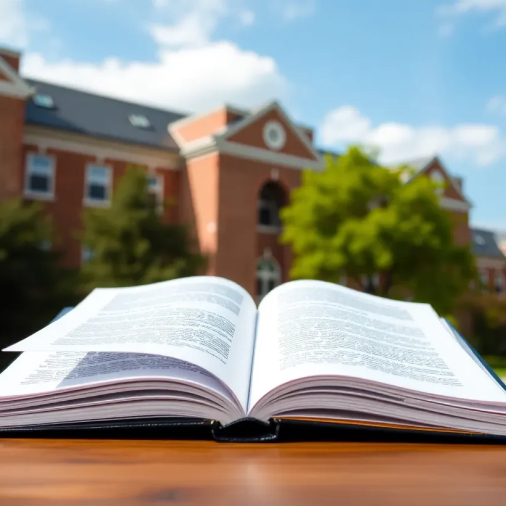 Symbolic representation of transparency in education with open documents and university buildings.