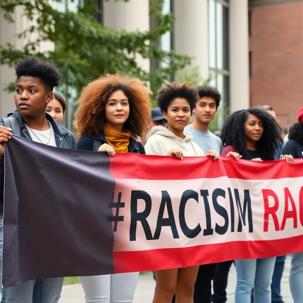 Students rallying against racism on campus