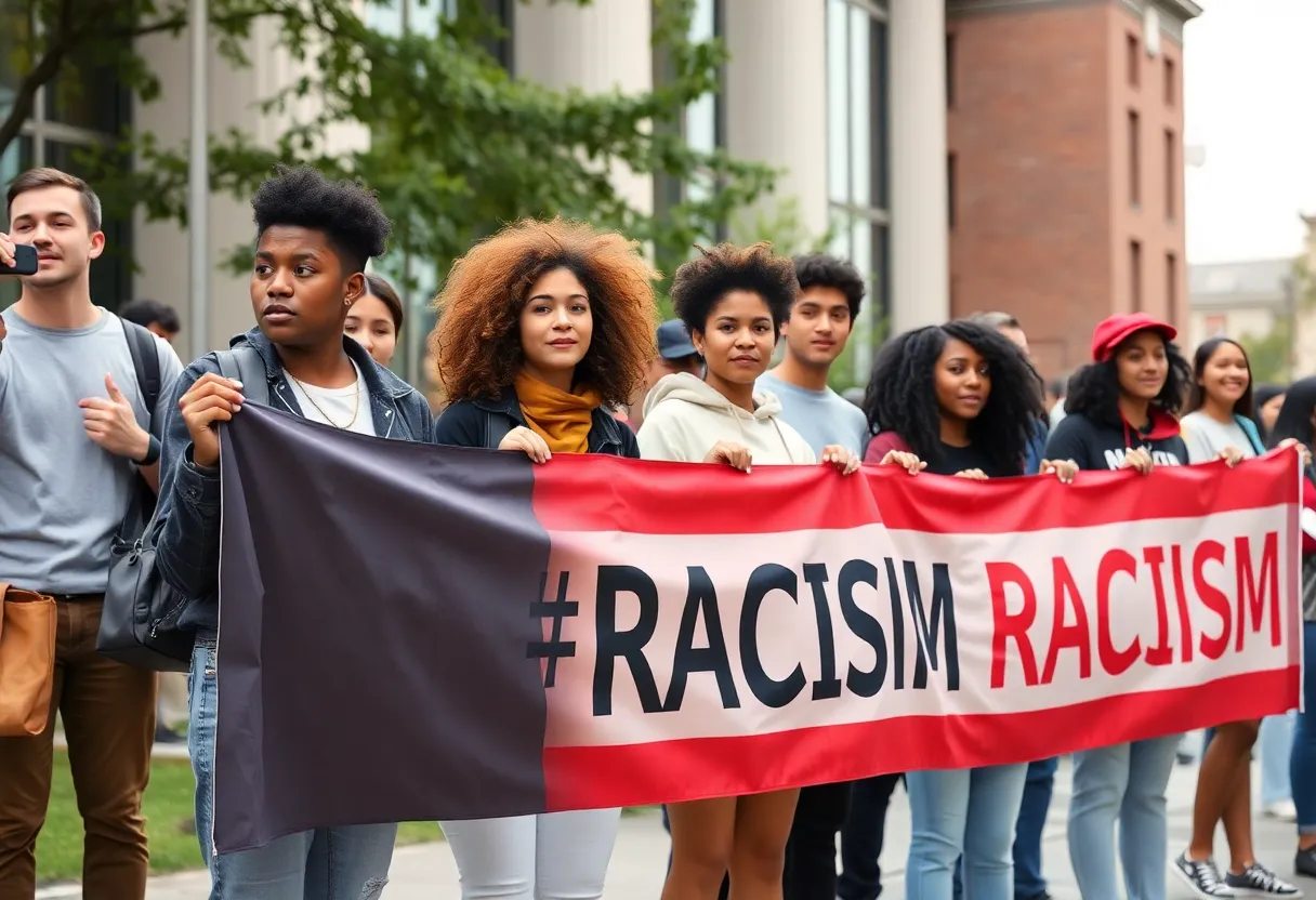 Students rallying against racism on campus