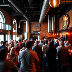 People at Country Boy Brewing enjoying the launch of Wrock Lager.