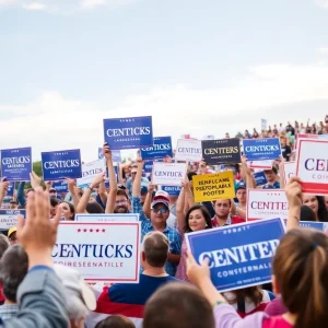 Supporters at a political rally for Andy Barr's Senate campaign in Kentucky.