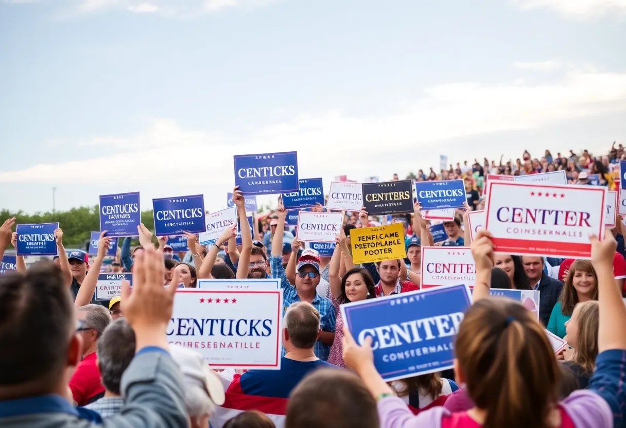 Supporters at a political rally for Andy Barr's Senate campaign in Kentucky.