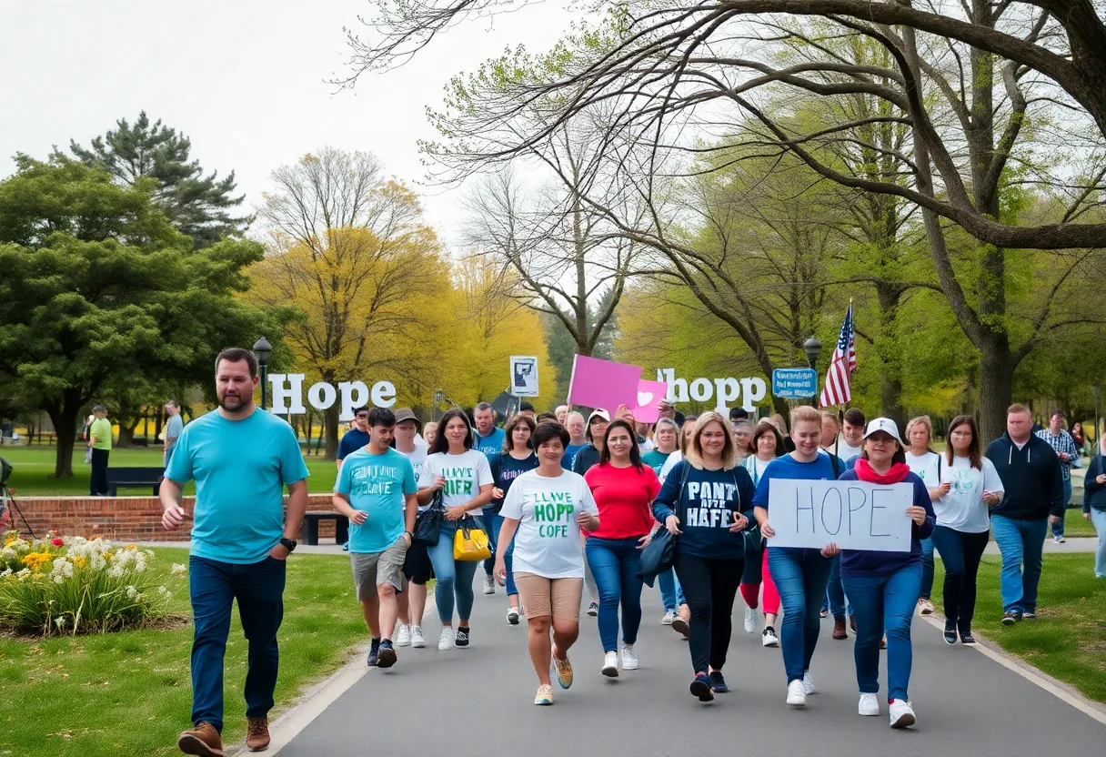 Participants walking at the Blue Morpho Walk event in Arboretum Park.