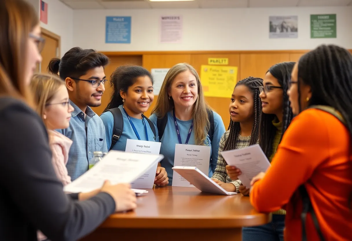 Students and educators advocating for federal funding for schools
