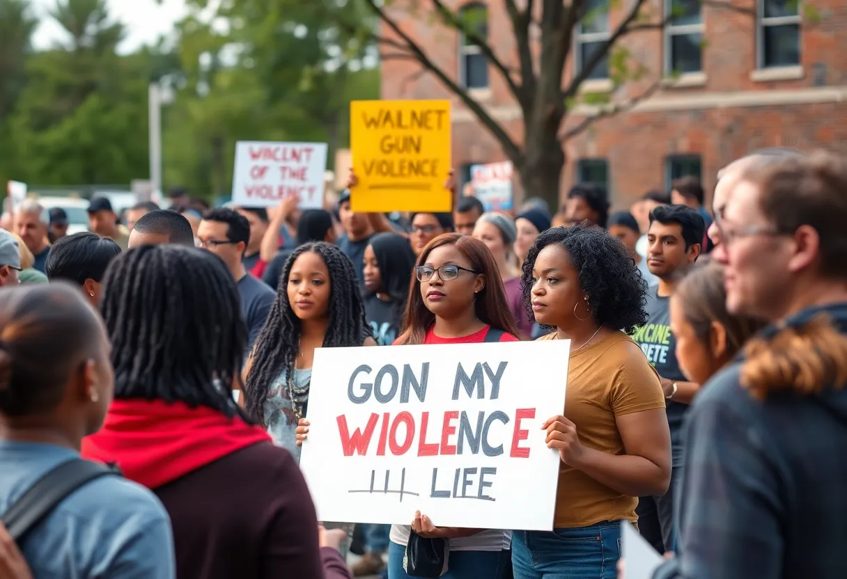 People gathered in a community event to raise awareness about gun violence in Lexington.