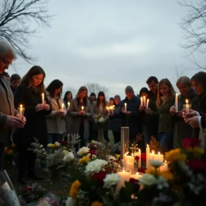 Community members gather to mourn the loss of a young victim in a tragic shooting incident.