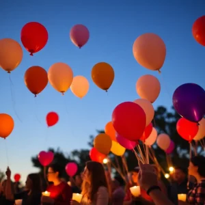Balloon release in memory of Zion Clark.
