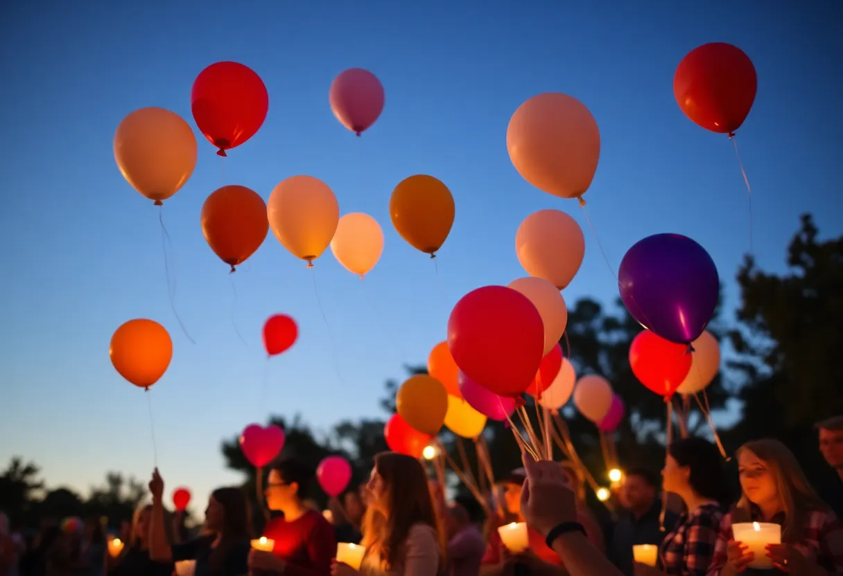 Balloon release in memory of Zion Clark.