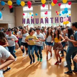 Students dancing at the University of Kentucky's DanceBlue marathon.