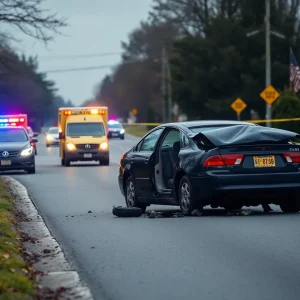 Emergency vehicles at the scene of a fatal crash in Lexington