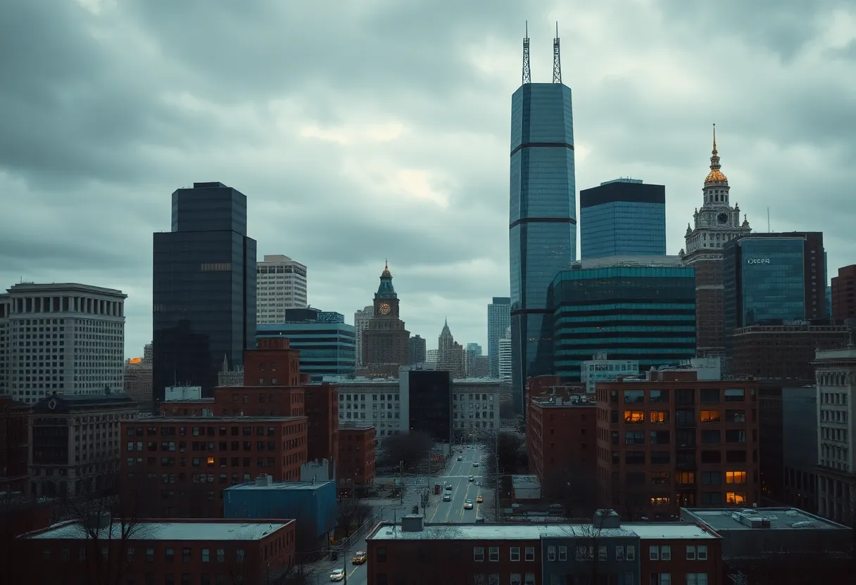 Urban landscapes of Lexington, Chicago, and Wakefield highlighting the issue of gun violence