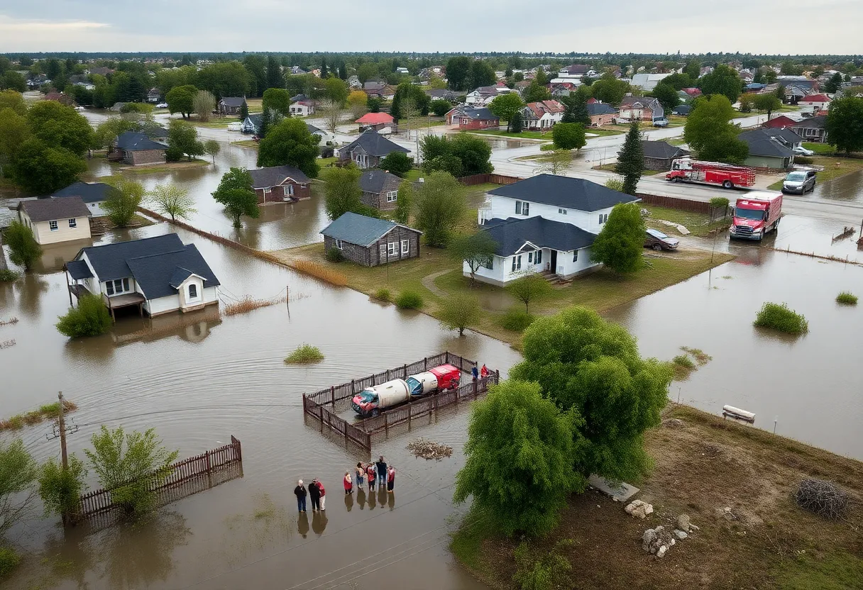 Volunteers at a community affected by flooding in Kentucky