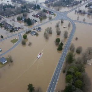 Aerial view of flooding in Kentucky