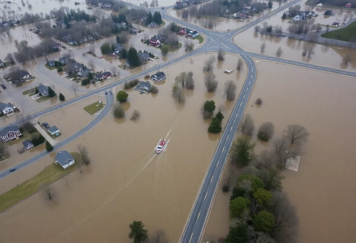 Aerial view of flooding in Kentucky