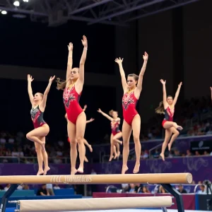 Kentucky gymnastics team performing at the NCAA Championships