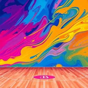 Abstract basketball court representing transfer dynamics