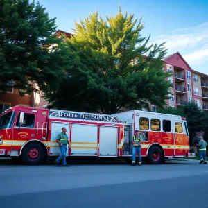 Firefighters responding to a fire at a Lexington apartment complex