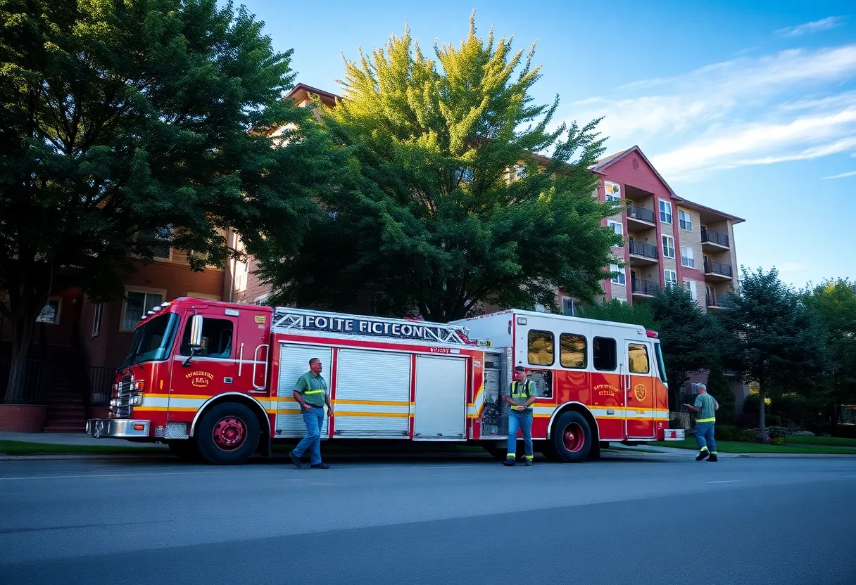 Firefighters responding to a fire at a Lexington apartment complex
