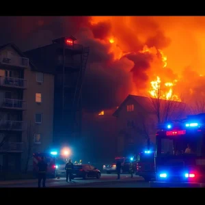 Firefighters responding to a fire at a Lexington apartment complex