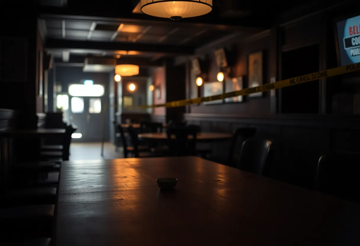 Empty bar scene with police tape