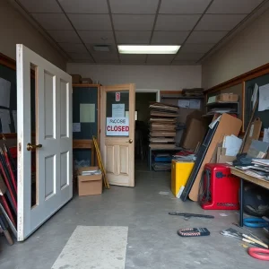 Closed roofing company office in Lexington, Kentucky