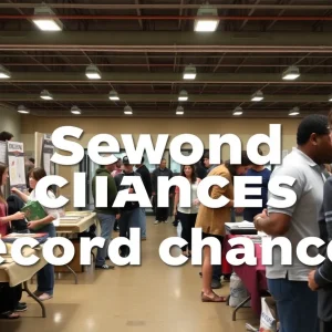 Community members participating in an expungement clinic and job fair