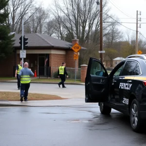 Emergency responders at the scene of a hit-and-run incident.